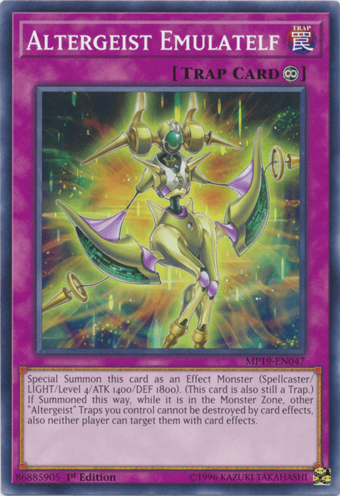 1st Edition, 2019 Gold Sarcophagus Tin Mega Pack, Common, Continuous Trap, Trap, Unlimited Altergeist Emulatelf [MP19-EN047] Common - Trading Card World