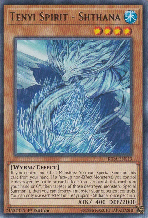 1st Edition, Effect Monster, Rare, Rising Rampage, Unlimited, Water, Wyrm Tenyi Spirit - Shthana [RIRA-EN013] Rare - Trading Card World