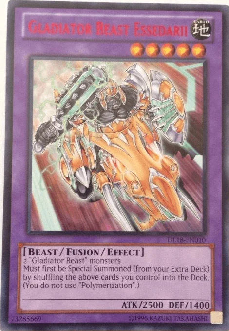 Beast, Duelist League Promo, Earth, Fusion/Effect Monster, Rare, Unlimited Gladiator Beast Essedarii (Red) [DL18-EN010] Rare - Trading Card World