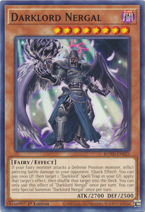 1st Edition, Common, Dark, Effect Monster, Fairy, Rise of the Duelist Darklord Nergal [ROTD-EN025] Common - Trading Card World