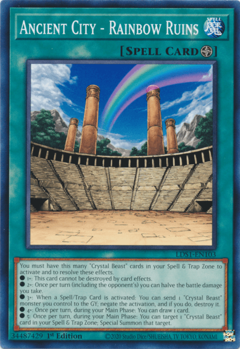 1st Edition, Common, Field Spell, Legendary Duelists: Season 1, Spell Ancient City - Rainbow Ruins [LDS1-EN103] Common - Trading Card World