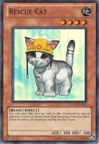 Beast, Earth, Effect Monster, Super Rare, Turbo Pack: Booster Three, Unlimited Rescue Cat [TU03-EN002] Super Rare - Trading Card World