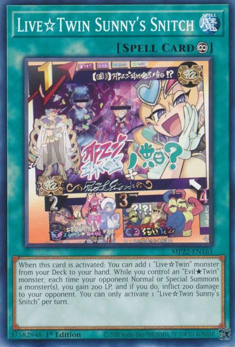 1st Edition, 2022 Tin of the Pharaoh's Gods, Common, Continuous Spell, Spell Live☆Twin Sunnys Snitch [MP22-EN161] Common - Trading Card World