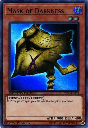 1st Edition, Dark, Fiend, Flip/Effect Monster, Speed Duel: Scars of Battle, Ultra Rare Mask of Darkness [SBSC-EN033] Ultra Rare - Trading Card World
