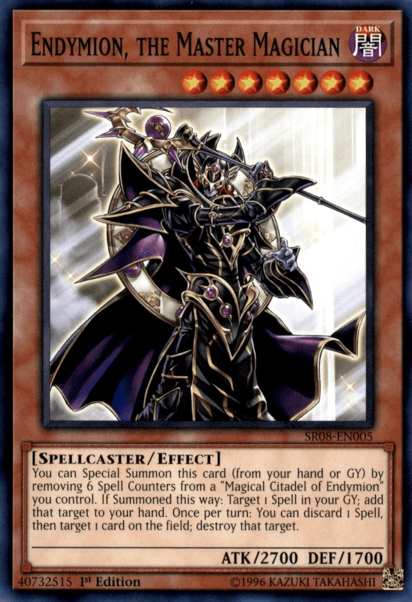 1st Edition, Common, Dark, Effect Monster, Spellcaster, Structure Deck: Order of the Spellcasters Endymion, the Master Magician [SR08-EN005] Common - Trading Card World