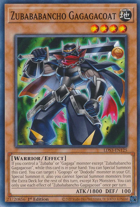 1st Edition, Common, Earth, Effect Monster, Legendary Duelists: Season 3, Warrior Zubababancho Gagagacoat [LDS3-EN125] Common - Trading Card World