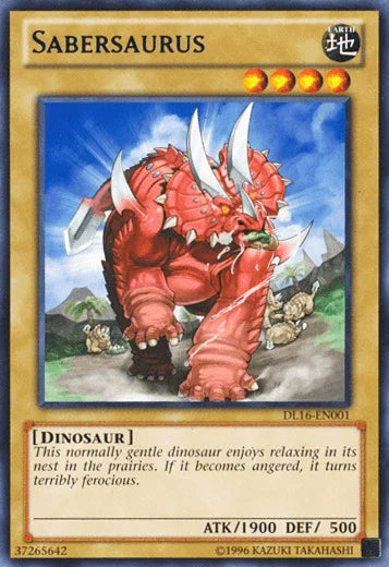 Dinosaur, Duelist League Promo, Earth, Normal Monster, Rare, Unlimited Sabersaurus (Blue) [DL16-EN001] Rare - Trading Card World