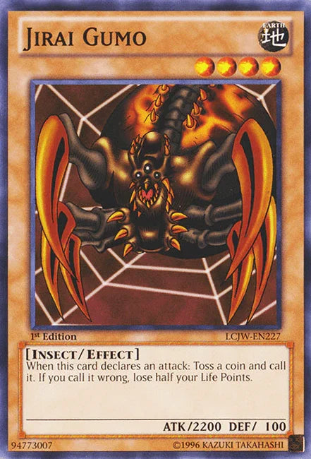 1st Edition, Common, Earth, Effect Monster, Insect, Legendary Collection 4: Joey's World Jirai Gumo [LCJW-EN227] Common - Trading Card World