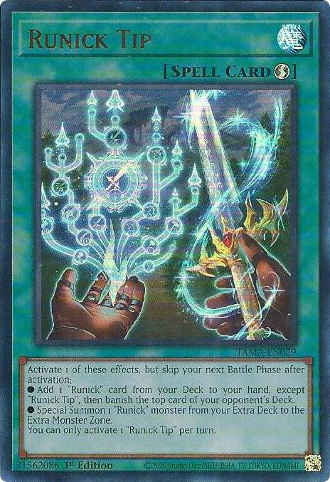 1st Edition, Quick-Play Spell, Spell, Tactical Masters, Ultra Rare Runick Tip [TAMA-EN029] Ultra Rare - Trading Card World