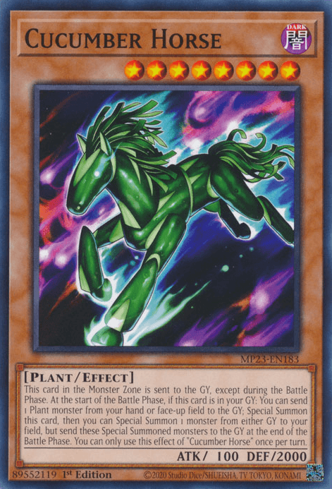 1st Edition, Common, Dark, Dueling Heroes Collectors Tin - Mega Pack (25th Anniversary Edition), Effect Monster, Plant Cucumber Horse [MP23-EN183] Common - Trading Card World