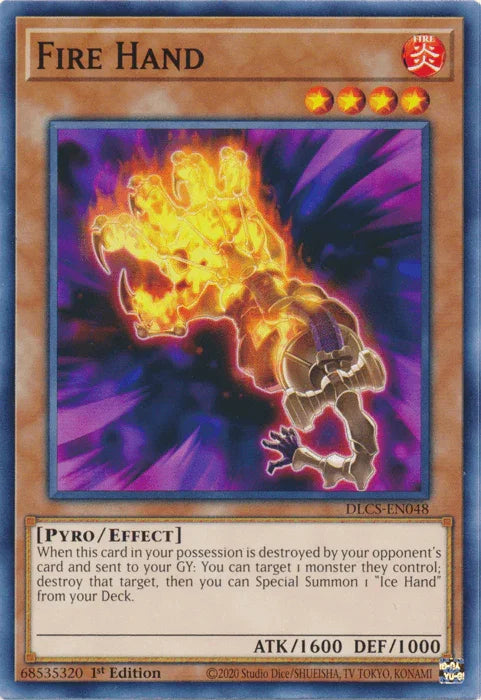 1st Edition, Common, Dragons of Legend: The Complete Series, Effect Monster, Fire, Pyro Fire Hand [DLCS-EN048] Common - Trading Card World