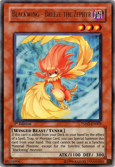 1st Edition, Dark, The Shining Darkness, Tuner Monster, Ultra Rare, Unlimited, Winged Beast Blackwing - Breeze the Zephyr [TSHD-EN003] Ultra Rare - Trading Card World
