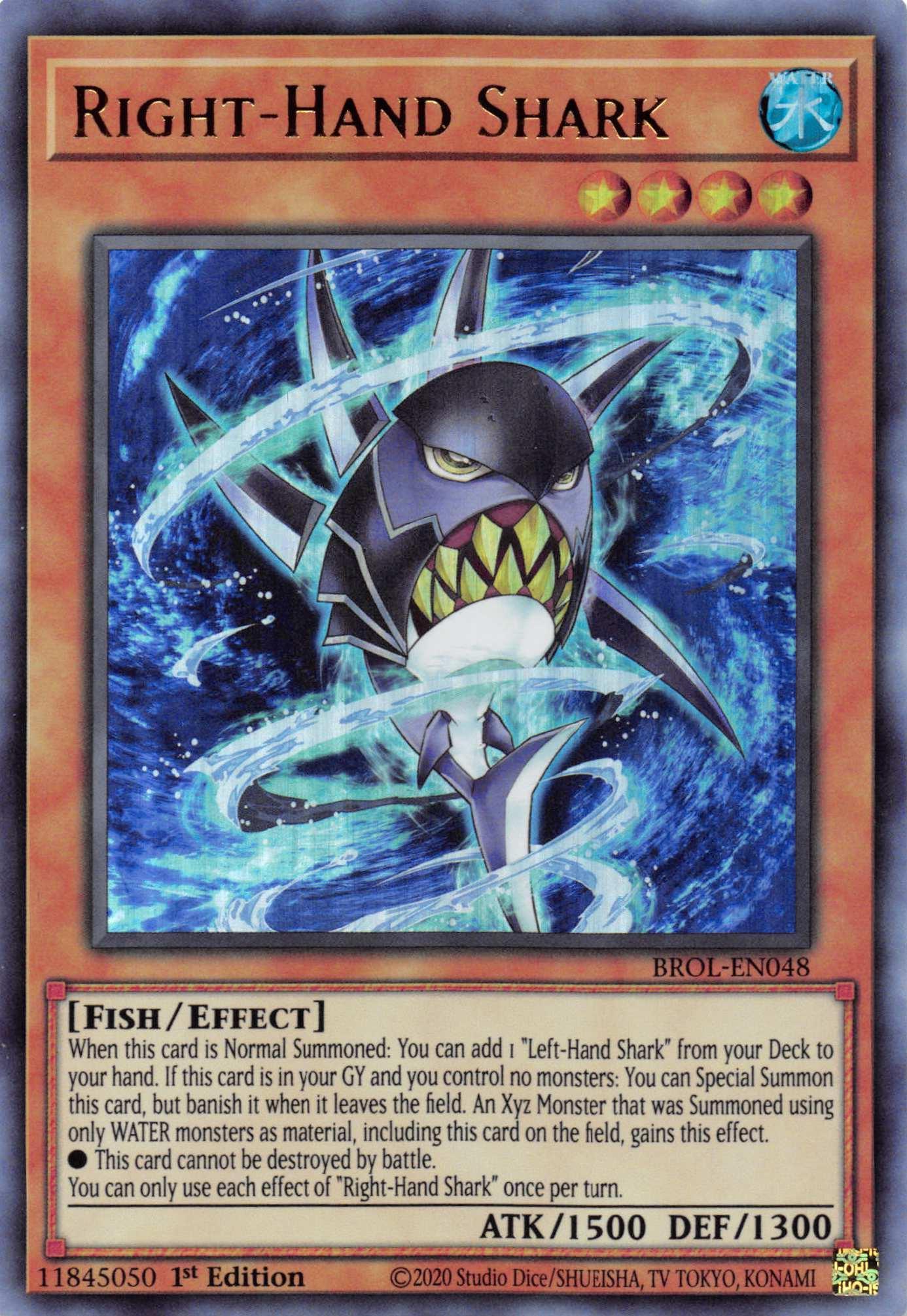 1st Edition, Brothers of Legend, Effect Monster, Fish, Ultra Rare, Water Right-Hand Shark [BROL-EN048] Ultra Rare - Trading Card World