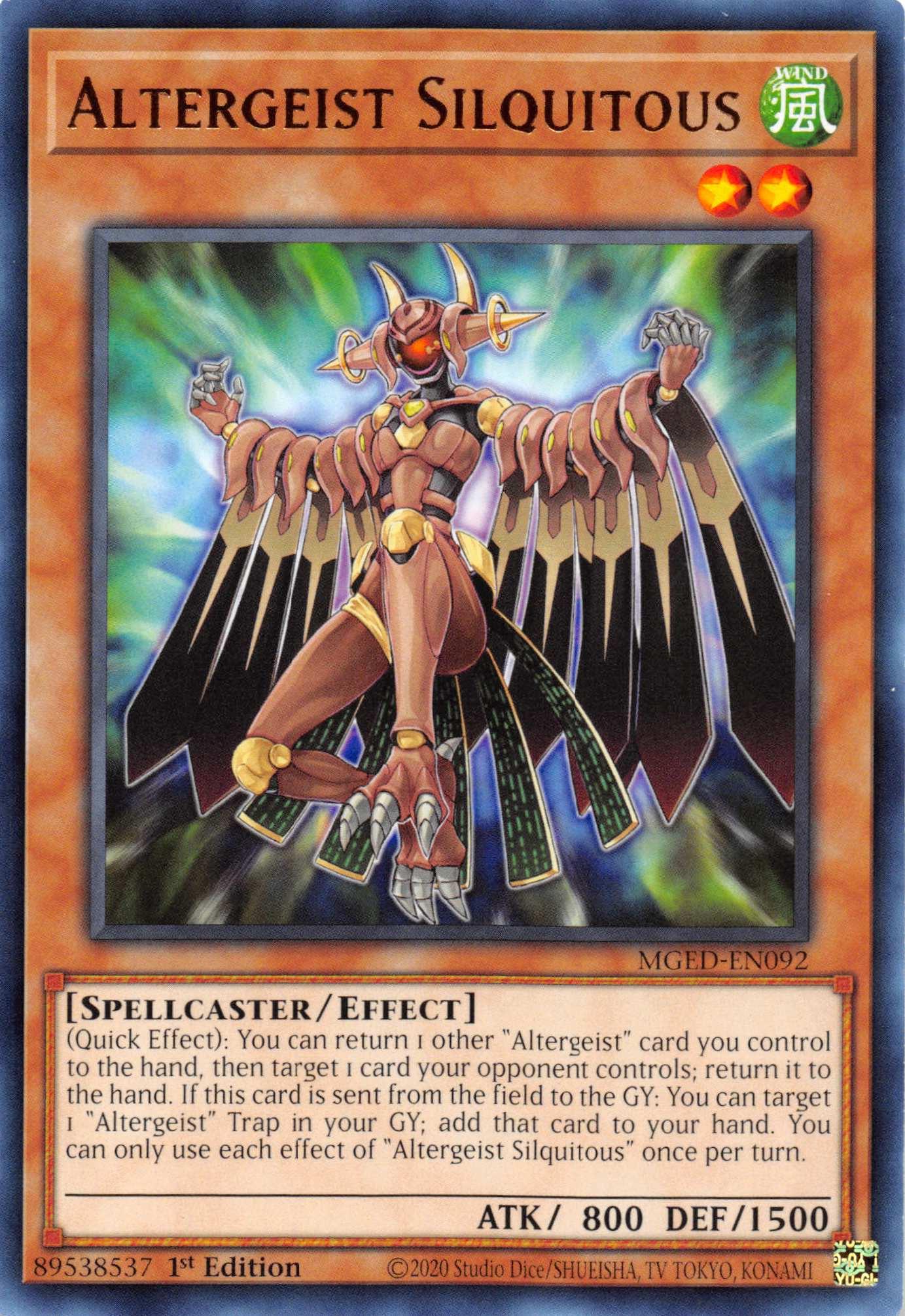 1st Edition, Effect Monster, Maximum Gold: El Dorado, Rare, Spellcaster, Wind Altergeist Silquitous [MGED-EN092] Rare - Trading Card World