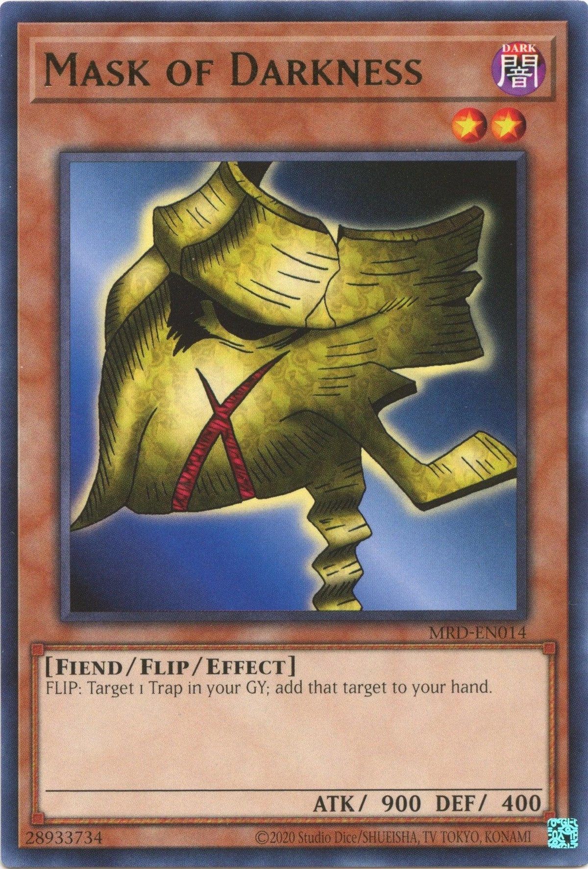 Dark, Effect Monster, Fiend, Metal Raiders (25th Anniversary Edition), Rare, Unlimited Mask of Darkness (25th Anniversary) [MRD-EN014] Rare - Trading Card World