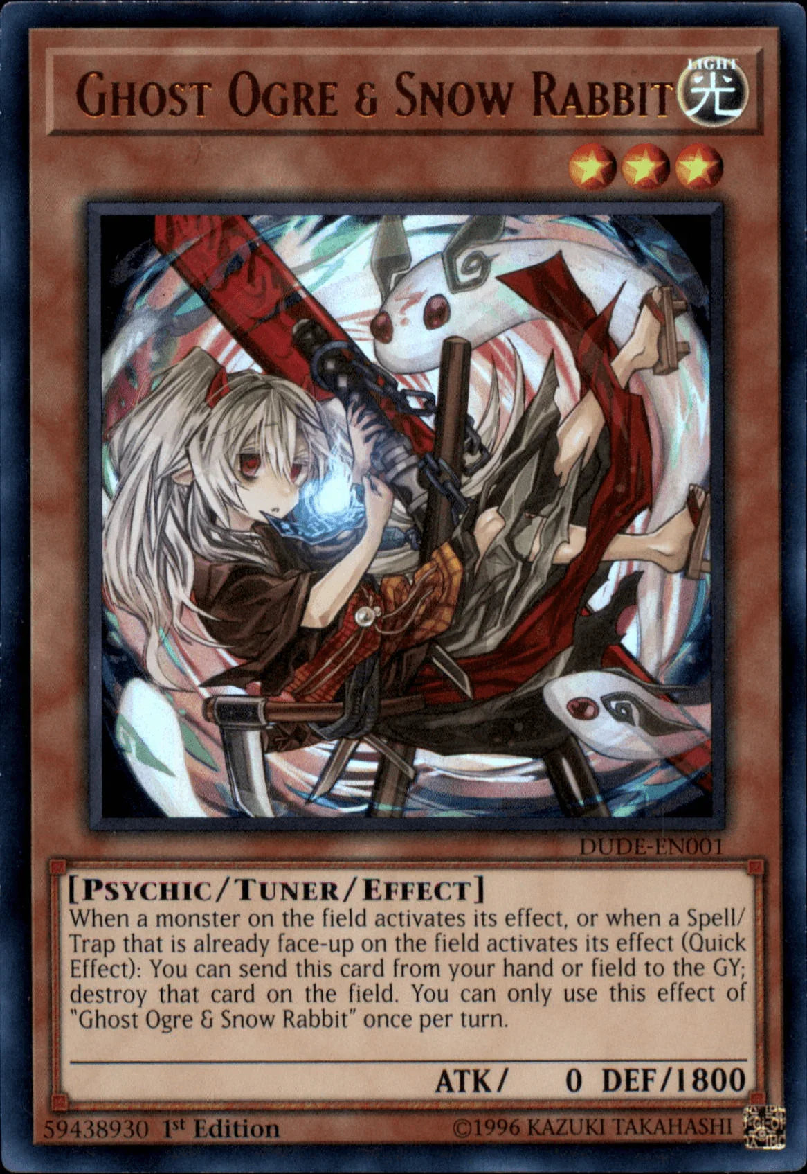 1st Edition, Duel Devastator, Light, Psychic, Tuner/Effect Monster, Ultra Rare Ghost Ogre & Snow Rabbit [DUDE-EN001] Ultra Rare - Trading Card World