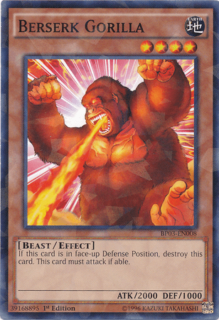 1st Edition, Battle Pack 3: Monster League, Beast, Earth, Effect Monster, Shatterfoil Rare Berserk Gorilla [BP03-EN008] Shatterfoil Rare - Trading Card World