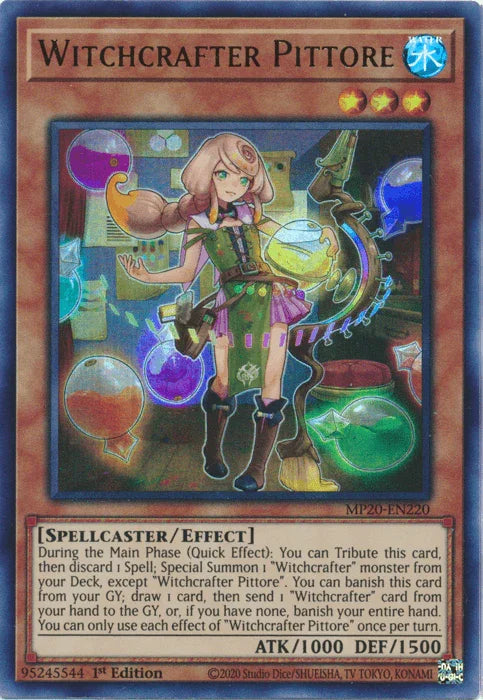 1st Edition, 2020 Tin of Lost Memories, Effect Monster, Spellcaster, Ultra Rare, Water Witchcrafter Pittore [MP20-EN220] Ultra Rare - Trading Card World
