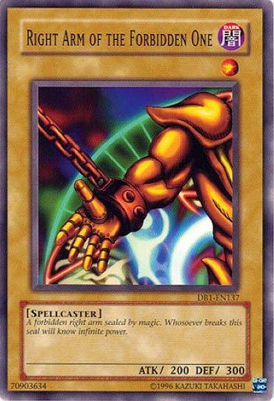Common, Dark, Dark Beginning 1, Normal Monster, Spellcaster, Unlimited Right Arm of the Forbidden One [DB1-EN137] Common - Trading Card World