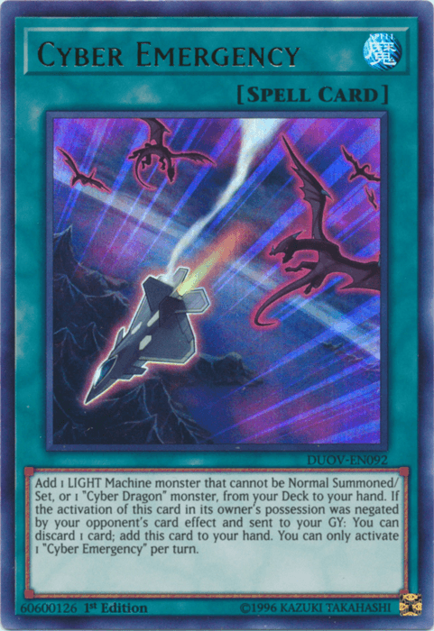 1st Edition, Duel Overload, Normal Spell, Spell, Ultra Rare Cyber Emergency [DUOV-EN092] Ultra Rare - Trading Card World