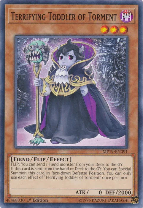 1st Edition, 2019 Gold Sarcophagus Tin Mega Pack, Common, Dark, Fiend, Flip/Effect Monster, Unlimited Terrifying Toddler of Torment [MP19-EN091] Common - Trading Card World