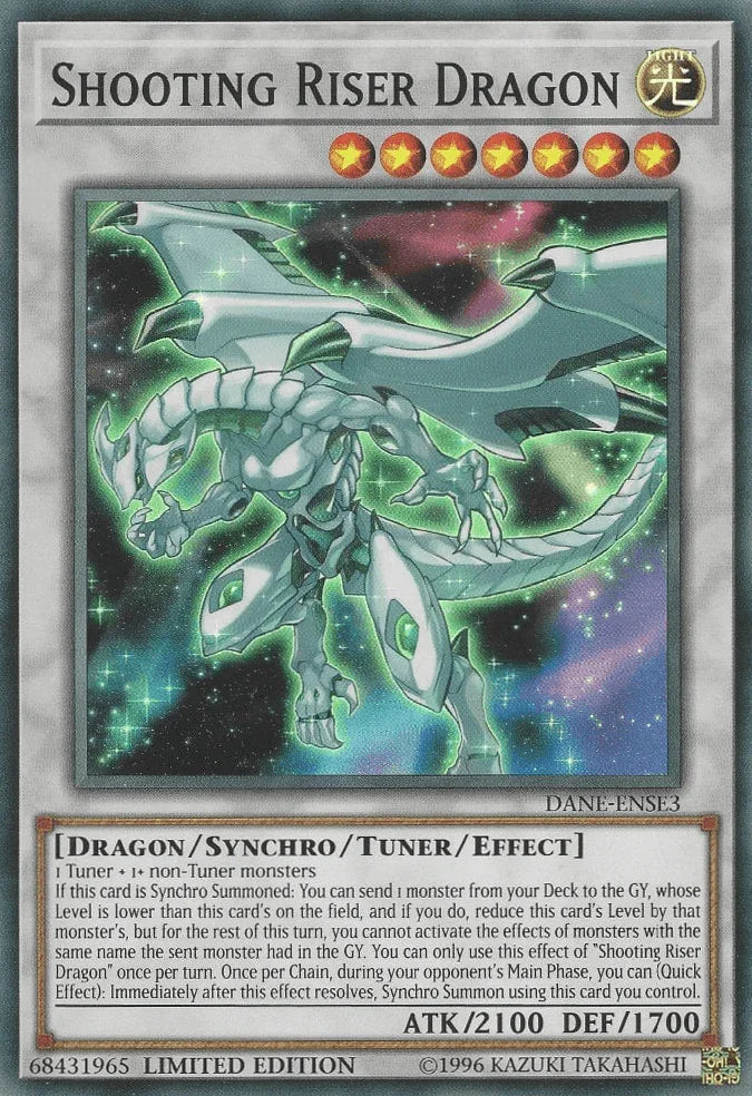 Dark Neostorm, Dragon, Light, Limited, Super Rare, Synchro/Tuner/Effect Monster Shooting Riser Dragon [DANE-ENSE3] Super Rare - Trading Card World