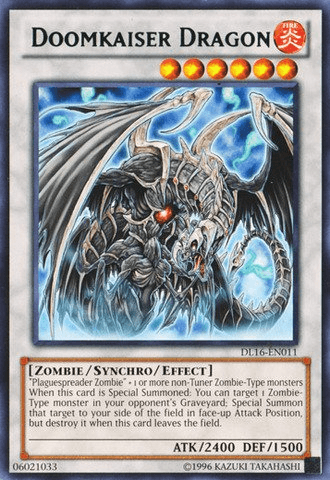 Duelist League Promo, Fire, Rare, Synchro/Effect Monster, Unlimited, Zombie Doomkaiser Dragon (Green) [DL16-EN011] Rare - Trading Card World