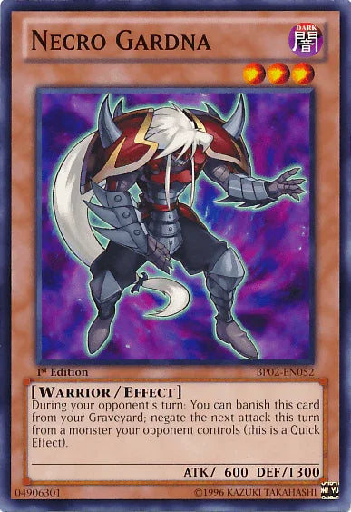 1st Edition, Battle Pack 2: War of the Giants, Dark, Effect Monster, Mosaic Rare, Unlimited, Warrior Necro Gardna [BP02-EN052] Mosaic Rare - Trading Card World