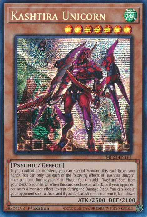1st Edition, Dueling Heroes Collectors Tin - Mega Pack (25th Anniversary Edition), Effect Monster, Prismatic Secret Rare, Psychic, Wind Kashtira Unicorn [MP23-EN164] Prismatic Secret Rare - Trading Card World