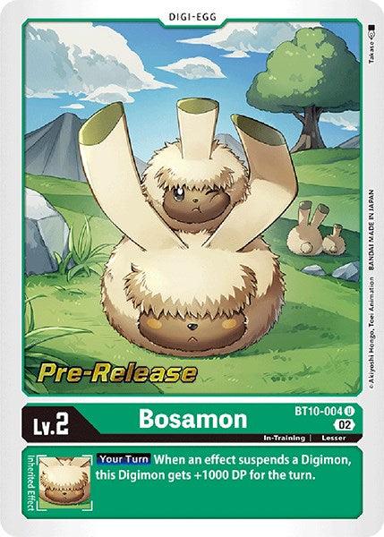 BT10-004, CRT/Twilight/Xros Heart, Digi-Egg, Green, In-Training, Uncommon, Xros Encounter Pre-Release Cards Bosamon [BT10-004] [Xros Encounter Pre-Release Cards] - Trading Card World