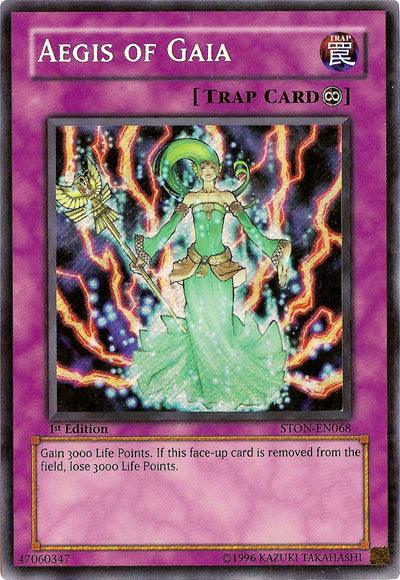 1st Edition, Continuous Trap, Secret Rare, Strike of Neos, Trap, Unlimited Aegis of Gaia [STON-EN068] Secret Rare - Trading Card World