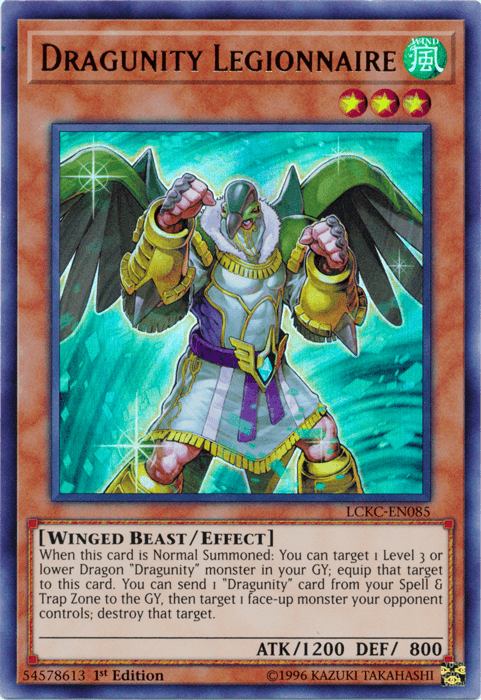 1st Edition, Effect Monster, Legendary Collection Kaiba, Ultra Rare, Unlimited, Wind, Winged Beast Dragunity Legionnaire [LCKC-EN085] Ultra Rare - Trading Card World