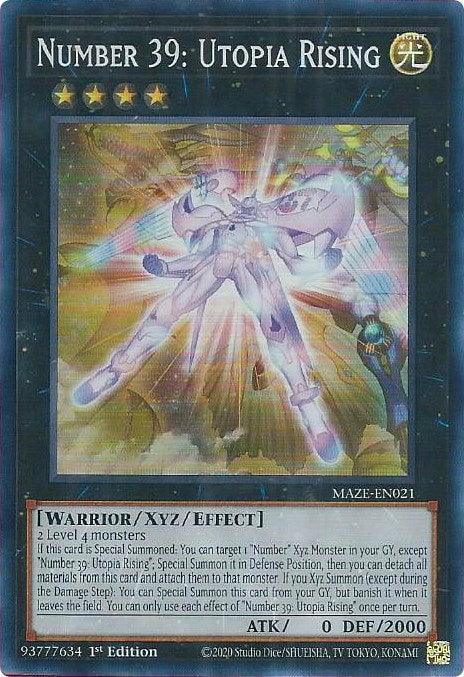 1st Edition, Light, Maze of Memories, Super Rare, Warrior, Xyz/Effect Monster Number 39: Utopia Rising [MAZE-EN021] Super Rare - Trading Card World
