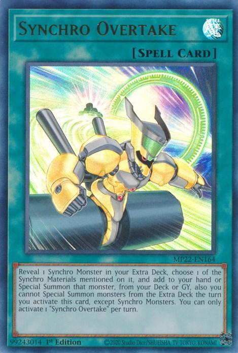 1st Edition, 2022 Tin of the Pharaoh's Gods, Normal Spell, Spell, Ultra Rare Synchro Overtake [MP22-EN164] Ultra Rare - Trading Card World