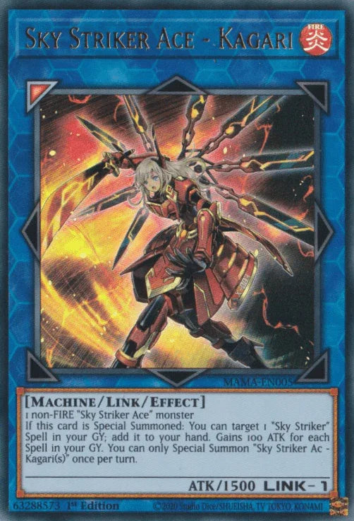 1st Edition, Fire, Link/Effect Monster, Machine, Magnificent Mavens, Ultra Rare Sky Striker Ace - Kagari [MAMA-EN005] Ultra Rare - Trading Card World
