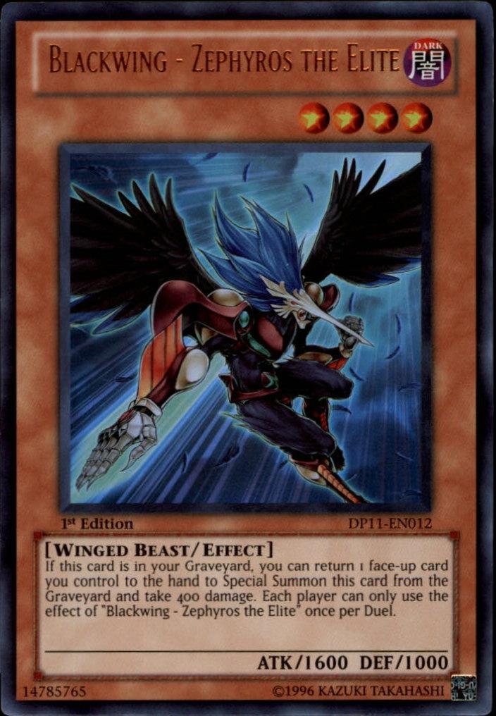 1st Edition, Dark, Duelist Pack 11: Crow, Effect Monster, Ultra Rare, Winged Beast Blackwing - Zephyros the Elite [DP11-EN012] Ultra Rare - Trading Card World