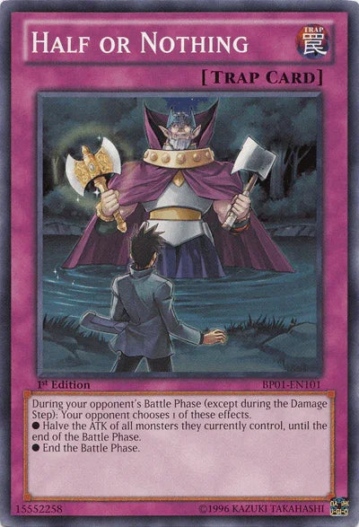 1st Edition, Battle Pack: Epic Dawn, Common, Normal Trap, Trap, Unlimited Half or Nothing [BP01-EN101] Common - Trading Card World
