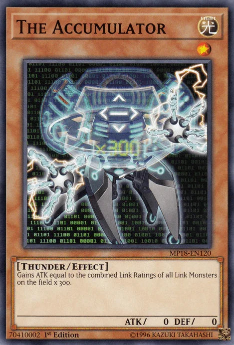 1st Edition, 2018 Mega-Tins Mega Pack, Common, Effect Monster, Light, Thunder The Accumulator [MP18-EN120] Common - Trading Card World