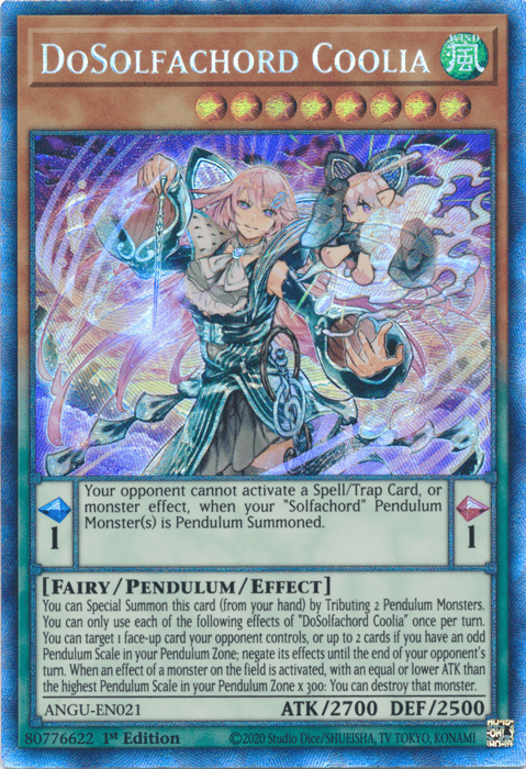 1st Edition, Ancient Guardians, Collector's Rare, Fairy, Pendulum/Effect Monster, Wind DoSolfachord Coolia (Collector's Rare) [ANGU-EN021] Collector's Rare - Trading Card World