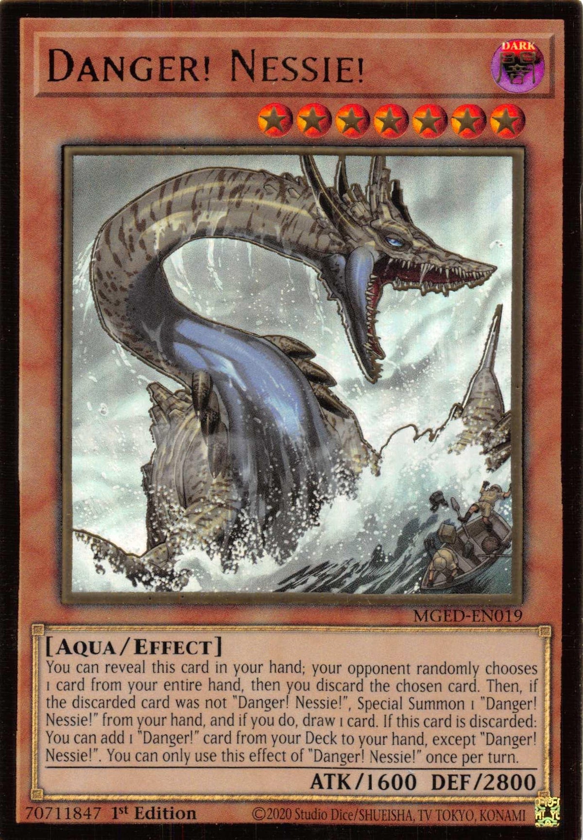 1st Edition, Aqua, Dark, Effect Monster, Gold Rare, Maximum Gold: El Dorado Danger! Nessie! [MGED-EN019] Gold Rare - Trading Card World