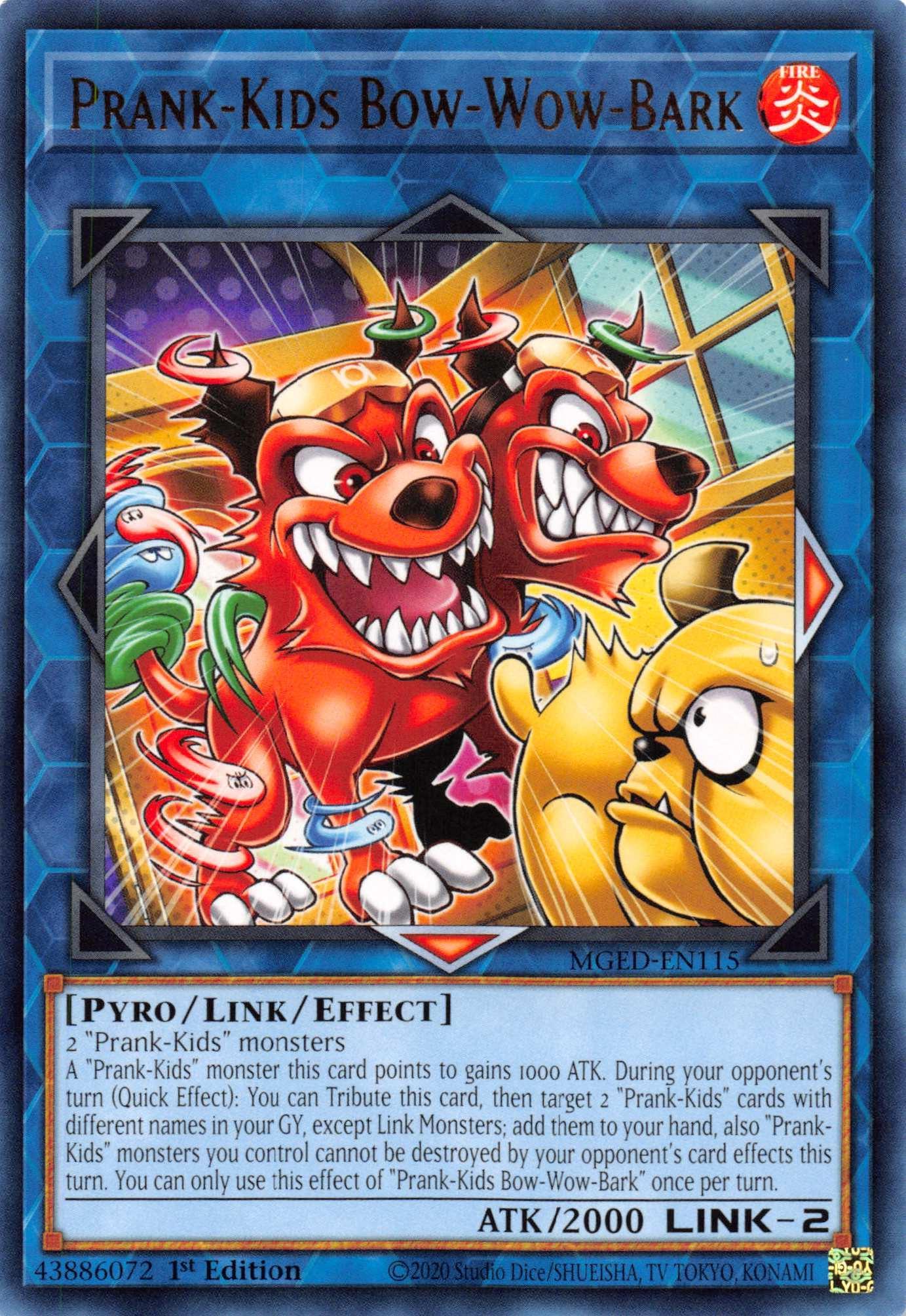 1st Edition, Fire, Link/Effect Monster, Maximum Gold: El Dorado, Pyro, Rare Prank-Kids Bow-Wow-Bark [MGED-EN115] Rare - Trading Card World