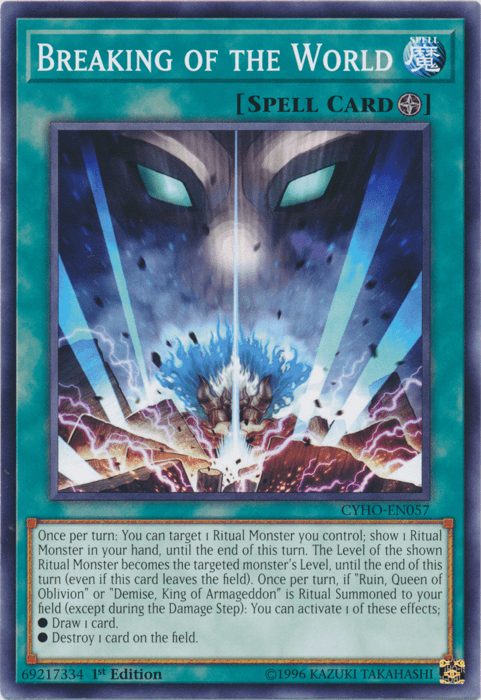 1st Edition, Common, Cybernetic Horizon, Field Spell, Spell, Unlimited Breaking of the World [CYHO-EN057] Common - Trading Card World