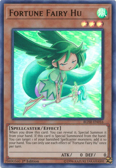 1st Edition, Battles of Legend: Hero's Revenge, Effect Monster, Spellcaster, Ultra Rare, Wind Fortune Fairy Hu [BLHR-EN016] Ultra Rare - Trading Card World