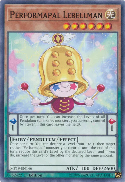 1st Edition, 2019 Gold Sarcophagus Tin Mega Pack, Common, Fairy, Light, Pendulum/Effect Monster, Unlimited Performapal Lebellman [MP19-EN146] Common - Trading Card World