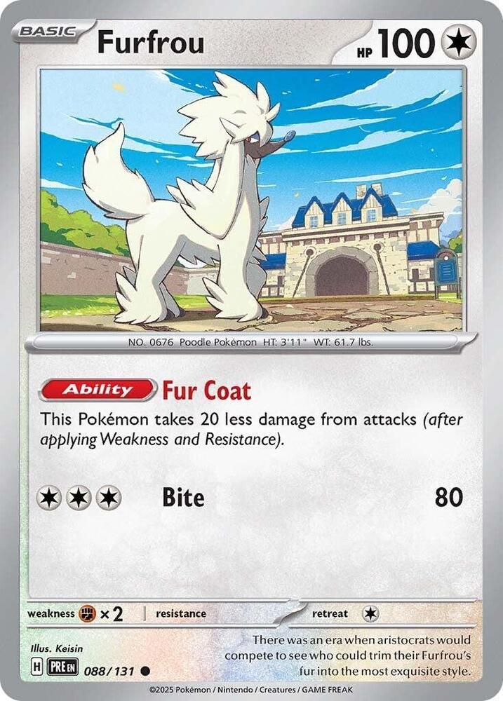 088, Colorless, Common, Fighting [x2], Normal, Reverse Holofoil, Scarlet & Violet: Prismatic Evolutions Furfrou (088/131) [Scarlet & Violet: Prismatic Evolutions] - Trading Card World