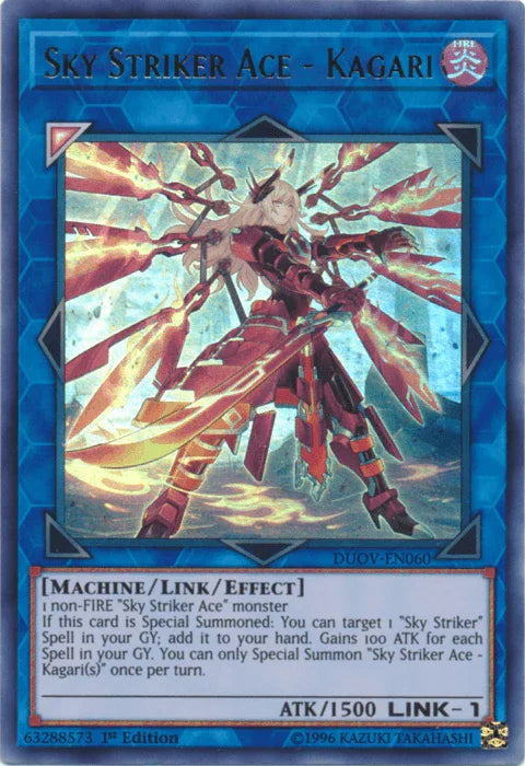 1st Edition, Duel Overload, Fire, Link/Effect Monster, Machine, Ultra Rare Sky Striker Ace - Kagari [DUOV-EN060] Ultra Rare - Trading Card World