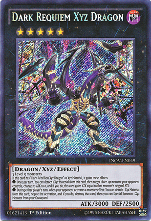 1st Edition, Dark, Dragon, Invasion: Vengeance, Secret Rare, Unlimited, Xyz/Effect Monster Dark Requiem Xyz Dragon [INOV-EN049] Secret Rare - Trading Card World