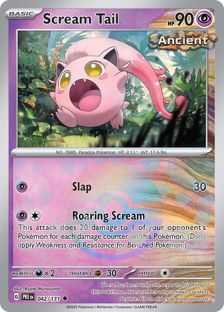 042, Darkness [x2], Fighting [-30], Holofoil, Psychic, Scarlet & Violet: Prismatic Evolutions, Uncommon Scream Tail (042/131) (Poke Ball Pattern) [Scarlet & Violet: Prismatic Evolutions] - Trading Card World