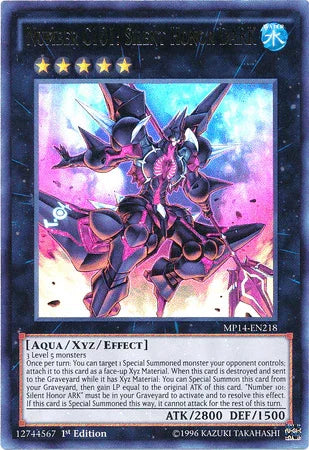 1st Edition, 2014 Mega-Tins Mega Pack, Aqua, Ultra Rare, Water, Xyz/Effect Monster Number C101: Silent Honor DARK [MP14-EN218] Ultra Rare - Trading Card World