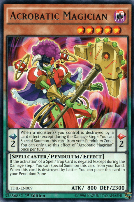 1st Edition, Dark, Pendulum/Effect Monster, Rare, Spellcaster, The Dark Illusion, Unlimited Acrobatic Magician [TDIL-EN009] Rare - Trading Card World